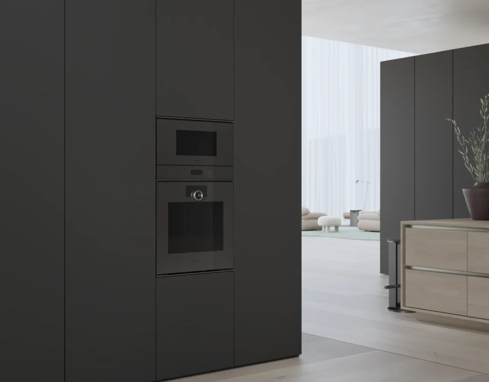 Встраиваемые духовые шкафы Gaggenau в минималистичной кухне